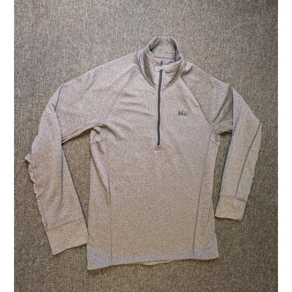 REI Co Op Performance Pullover Shirt Mens Small Gray Active Pursuit 1/4 Zip